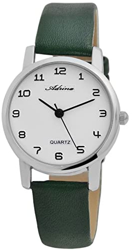 Adrina Damen-Uhr Weiß Grau Analog Metall Kunstleder Quarz Armbanduhr