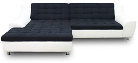 DOMO. collection Ecksofa Morton, Schlafsofa in L-Form, Eckcouch aus Leder mit edlem Microfaser-Polster, Sofa mit Schlaffunktion, Couch, 304 x 200 x 84 cm (BxTxH), schwarz/weiß