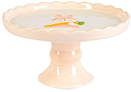 Nicola Spring Easter Bunny Cake Stand - Hand Painted Buffet Party Serveware Tableware - 18cm - White