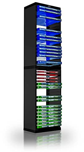 ADZ Universal Game Storage Tower - Speichert 36 Game oder Blu-Ray Disks - Game Holder Rack für PS4, PS5, Xbox One, Xbox Series X/S, Nintendo Switch Games und Blu-Ray Disks..