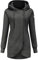 ELFIN Damen Lange Kapuzenpullover Zipper Hoodie Herbst Winter Pulli Sweatjacke mit Reißverschluss, Dunkel Grau, XXL