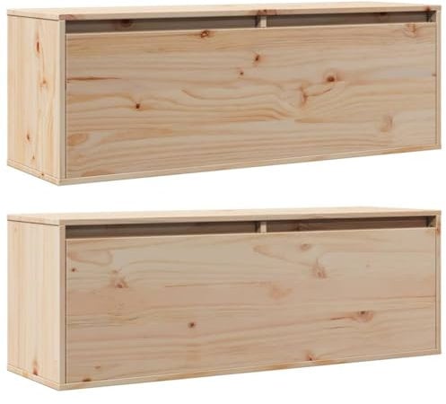 vidaXL 2X Wandschrank Hängeschrank TV Schrank Lowboard Fernsehtisch Fernsehschrank HiFi-Schrank Wohnzimmer 100x30x35cm Massivholz Kiefer