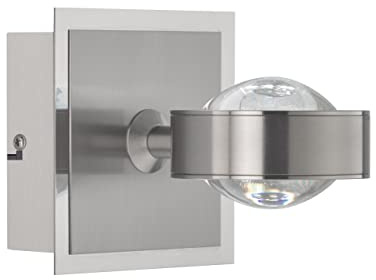 Fischer & Honsel|Wandleuchte, Cluedo|nickelfarben matt|chromfarben|L: 12,00 cm, B: 12,00 cm|Ausl. Wand: 16,50 cm|stufenlos dimmbar|CCT 3 Stufen|1x LED 7,5 Watt 2700/3350/4000|1100 lm|EEG:|30414