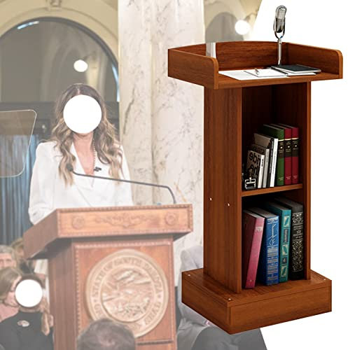 ENHEN Rednerpult Tragbares Lektrumpodium Podium Braun, Holzkanzelpodium Podium Stand für Das Rede -Hochzeitsbüro Der Restaurantkirche, Leicht Zusammenzubauen