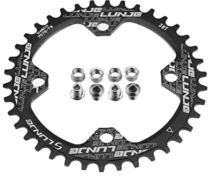 QUARKZMAN Plato de Bicicleta 104 BCD 38T Estrecho Ancho Único Bicicleta Plato Negro
