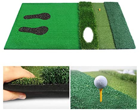 3-in-1 Golf Hitting Mat with Realistic Tee Box, Fairway, Rough Artificial Turf Golf Putting Mats for Chipping Driving Practice Training Mat
