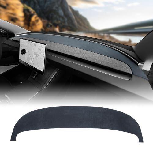 FDAIUN Para Tesla Model 3 Highland 2024 Alcantarn cubierta de salpicadero parasol coche con protección UV y película de aislamiento térmico plegable (alfombrilla frontal negra)