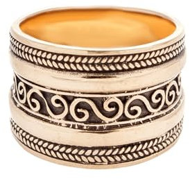 Windalf Breiter Wikinger Ring AYRIN 12 mm Mittelalter-Schmuck Freundschaftsring Bronzering (Bronze, 62 (20))