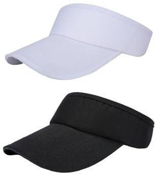 DHWEKU 2 Pcs Visor Cap, Mode Schirmmütze Herren und Damen, Atmungsaktiv und Schweißabsorbierend Sommerkappe Kappe mit Sonnenvisier, Sonnenschutz Schirmcap für Outdoor Golf Tennis,Schwarz,Weiß