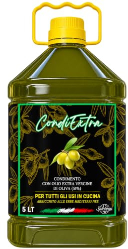 CondiExtra – Condimento all' Olio Extra Vergine di Oliva – 5 LT - Sperlonga - Gusto Delicato, Leggero – Ideale per Cucina, Frittura, Insalate, Ristorazione, Pizza