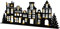 Spetebo LED Holz Häuserzeile schwarz - 57 x 22 cm - Deko Weihnachtsdorf Skyline Aufsteller - Weihnachts Holzhaus Tischdeko Weihnachtsstadt