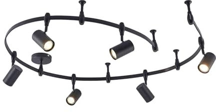 Lindby Stromschienenleuchte Delila (Modern) in Schwarz aus Metall (6 flammig, GU10) - 1-Phasen Stromschiene Stromschienenstrahler Wohnzimmerleuchte