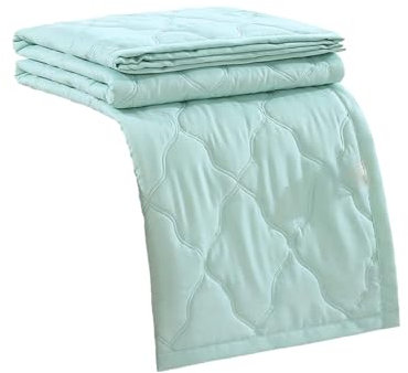 cfpqv Couverture d'été en coton lavé, douce pour la peau, couleur unie imprimée, A100 x 150 cm, Bleu Clair