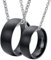 NTALJC CustomPendantnecklace, CoupelnecklaceForhimandHertitaniumnebrushedring8mmblacknecklacePersonalisiertValentinesdaygifts