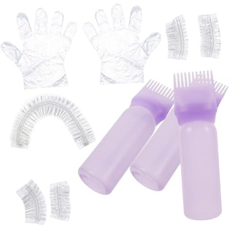 FOYTOKI Kit de Tinte Cabello Portátil 1 Juego Botella de Aceite Guantes Gorro Aplicador Flexible para Hogar y Profesionales