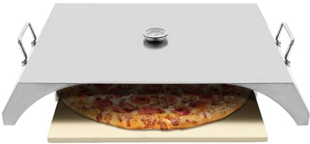 Four à pizza portable en acier inoxydable de 30,5 cm avec thermomètre et pelle, kit de four pour barbecue extérieur pour camping, jardin et pique-nique
