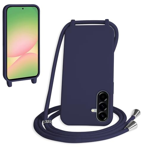 WenBaby Handykette für Samsung Galaxy A56 Hülle mit Band,Handyhülle mit Schnur zum Umhängen Silikon Seil Necklace Schutzhülle mit Kordel Tasche Case TPU Bumper - Marineblau