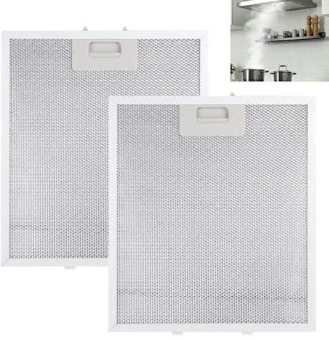 2 filtri per cappa in metallo, 32 x 26 cm, filtro antigrasso in alluminio con tessuto metallico a 5 strati, filtro universale per cappe da cucina