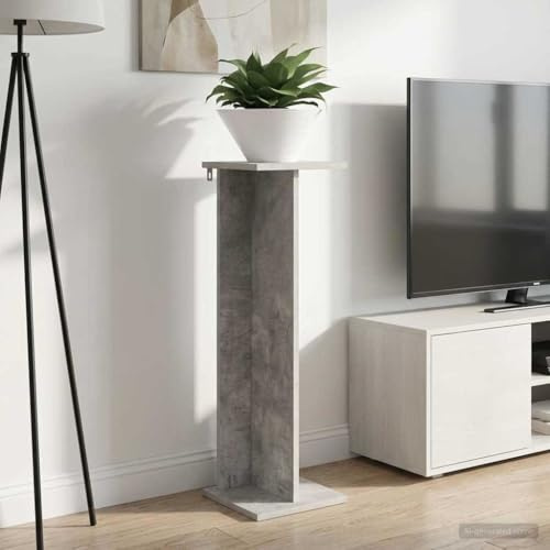 Runheo Support pour plantes - Gris béton - En bois - 25 x 25,5 x 80,5 cm - Étagère moderne pour salon et intérieur - Banc de fleurs stable avec plusieurs niveaux comme rangement et décoration élégants