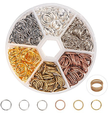 PH PandaHall 250pcs 6 Colors Jump Rings, 10mm Open Jump Rings Iron Jewellery Connector Ring 18 Gauge Unsoldered O Ring for Earrings Bracelets Necklaces Chain Choker DIY Craft Making