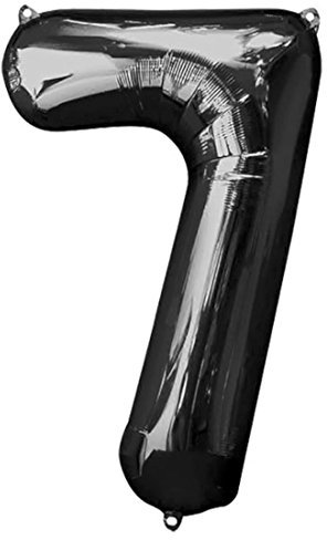 Black Number 7 Shaped Large Foil Balloon (86cm) 1 Piece - Perfect for Birthday Parties and Special Events