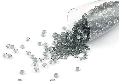 Creativery ca.100g Beutel Tautropfen ca. Ø 7 mm Raindrops Kristalltau Deko Streudeko Granulat Dekogranulat transparent (Silber/grau 077)