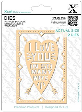 Xcut Dies I Love You, 2 Pieces, Carbon Steel, Art & Craft, Cutting Tool Supplies, For Beautiful Decoration, Card Making, Gift Tag, Wrapping, Scrapbooking, Invitation Making, Crafters Companion