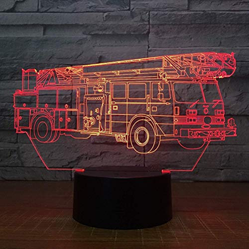 HPBN8 Ltd 3D Feuerwehr Auto Nacht Licht Lampe USB Power 7 Farben Amazing Optical Illusion 3D LED Lampe Formen Kinder Schlafzimmer Geburtstag Weihnachten Geschenke