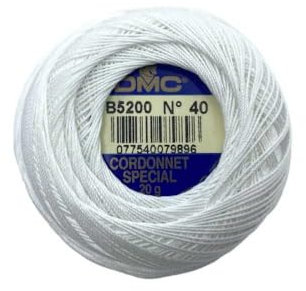Cordonet Special B5200 N° 40 DMC Bianco 20 Grammi Filo Uncinetto