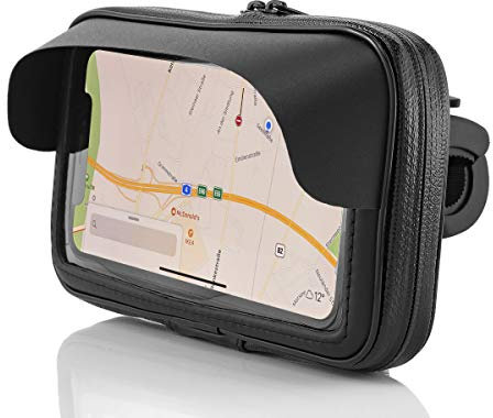 Midgard Fahrrad- und Motorrad-Halterung mit Sonnenblende, spritzwassergeschützt Universal für Smartphones 5,7 Zoll - 6,7 Zoll kompatibel mit iPhone/Samsung/Huawei/Sony usw.