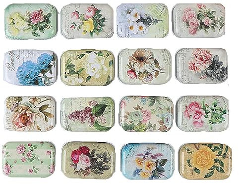 Zeagro Schmuckkästchen, kleine Dosen mit Scharnierdeckel, bunt, Garten, Blumen, Eisen, Mini-Box, rechteckig, Geschenk-Box, Pillendose, 1 Stück, zufälliger Stil