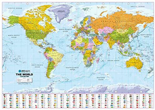 XYZ Maps Weltkarte mit Kunststoffbeschichtung, 1380 x 950 mm
