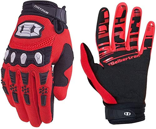 Seibertron Silicone Antidérapant Cyclisme Vélo Motocross Course BMX MX ATV VTT Gants Plein-Doigt Gants de Moto Femmes Homme Respirable Écran Tactile pour Smartphones GPS Red XXL