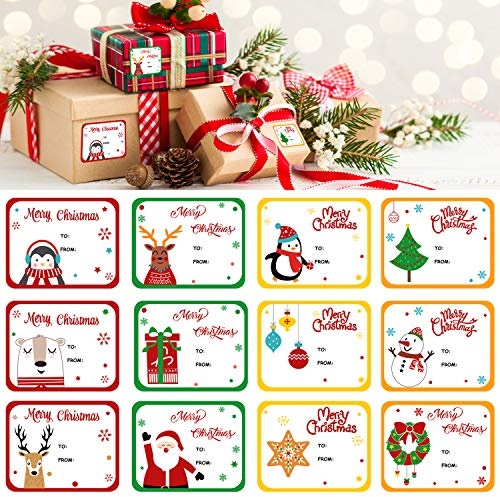 LOKIPA Christmas Self Adhesive Label Stickers,120 Pieces Xmas Present Gift Stickers Label