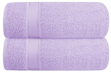 GLAMBURG Lot de 2 Serviettes de Bain surdimensionnées en Coton 70 x 140 cm, Grandes Serviettes de Bain, Ultra absorbantes, compactes à séchage Rapide et léger, Violet