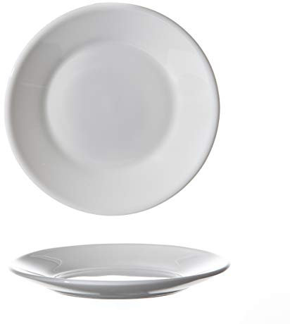 Lot de 6 Assiettes Plates en Verre trempé Blanc - Ø 15 cm