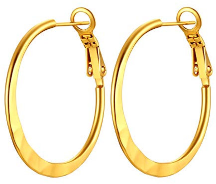 PROSTEEL Damen Hoop Ohrringe 18k vergoldet flache Creolen 30mm Kreis Ohrringe trendiger Hoop Earrings Ohrschmuck Accessoire für Mutter Tochter