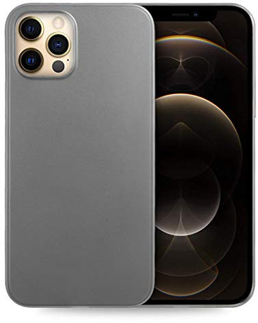 doupi UltraSlim Hülle kompatibel für iPhone 12 Pro/iPhone 12 (6,1 Zoll), Ultra Dünn Fein Matt Handyhülle Cover Bumper Schutz Schale Hard Case Taschenschutz Design Schutzhülle, grau