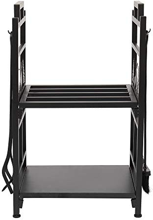 Fireplace Firewood Log Rack,Storage Logs Holder Fire Wood Storage Holding Stand Indoor Outdoor Wrought Iron for Wood Stove Fireside Fire Pit (29.92 x 17.72 x 12.6 inch with Tools)