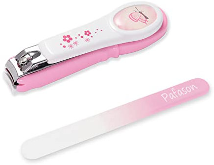 PAFASON Baby-Sicherheits-Nagelknipser mit Nagelfänger und Baby-Glasnagelfeile, tschechisches Floatglas, Edelstahl, ideales Duschgeschenk für kleine Kinder, Säuglinge, Neugeborene, Babys, Kleinkinder