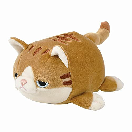 Nemu Nemu Animals 6204648 Plüschtier, Braune Katze Mugi, Kuscheltier, extra weich und kuschelig, Stofftier, Designed in Japan, Kuschelkissen, Größe S, 11 cm