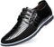 Zapatos de Casual Cordones Mocasines Clásicos de Cuero Oxford con para Hombres Negocios Conducir Informal Zapatillas Deportivas Cómodas（Negro,48 EU