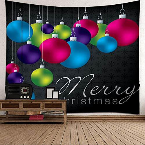 Banemi 3D Teppich, Frohe Weihnachten und Weihnachtskugeln Bunt Polyester Tapisserie Coole Teenager 350X256cm