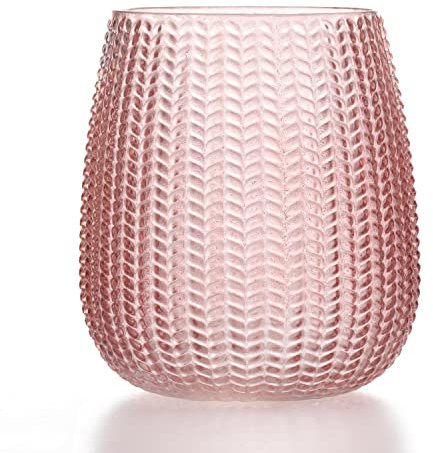 AmeliaHome Vaso decorativo da tavolo, 12,5 x 14 cm, in vetro, decorazione Siviglia, rosa cipria