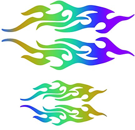 Be In Your Mind 8PCS Flame Reflective Sticker Flame Graphics Car Body Side Sticker Flame Racing Sports Decal Self-Adhesive Decal for Car Skateboard 29cm 12cm Gradient