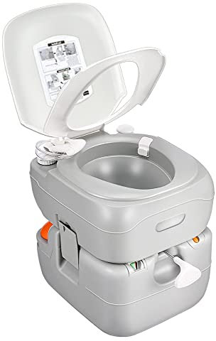 SereneLife Toilette Portable de Camping, Réservoir de Déchets de 21.96 Litres, Toilette Camping/Chimique portable avec Piston CHH, Blanc