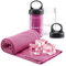 com-four® 2X Kühlhandtuch in Flasche - Cooling Towel Kühltuch - kühlendes Tuch bei Hitze, Sonnenbrand, Anstrengung, Sport, Müdigkeit, Verbrennungen oder Insektenstichen, Camping (2X Tuch - pink/lila)