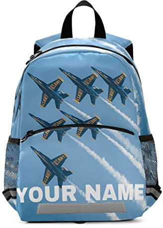 Benutzerdefinierter Namens-Rucksack, personalisierter Kinder-Rucksack für Jungen und Mädchen, Jet-Flugzeug-Rucksack, Kindergarten, Vorschule, Kindergarten, Reisetasche, mehrfarbig, M