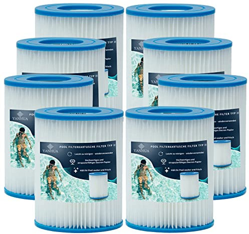YANHUA Poolfilter Kartusche Typ II, Pool Filter größe 2, für 58383/58381/58093/58094, Filterkartuschen Kartuschenfilter Papier (8)