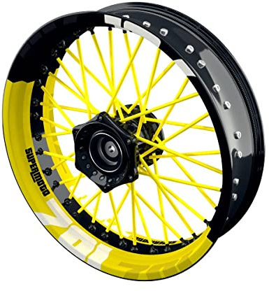 One-Wheel, 701, Felgenaufkleber Premium, Passend Für Husqvarna 701, Motiv: Halb Halb V2, Wheelsticker Motorrad, Felgenrandaufkleber GP, Gelb